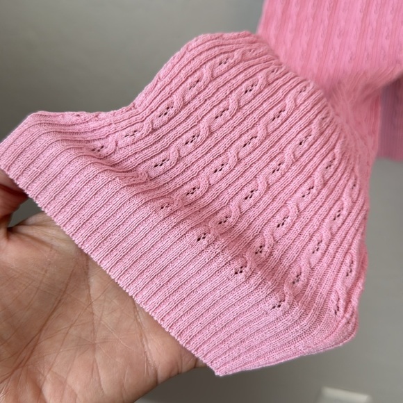 Y2K Baby Pink Cable Knit Button Down Sweater Size L - Picture 4 of 5